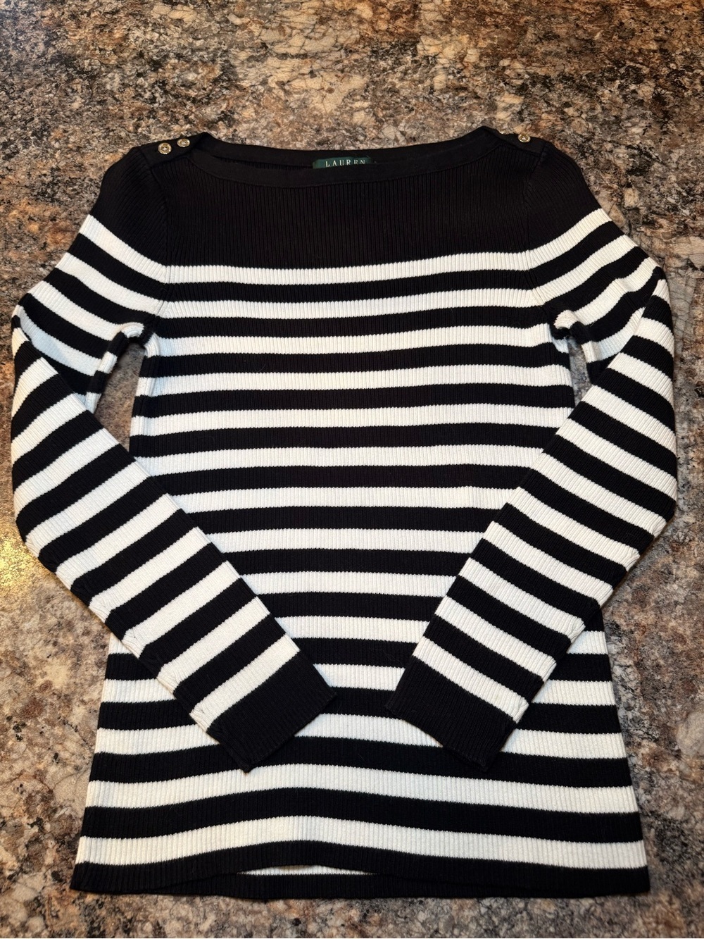 Ralph Lauren Black and White Striped Sweater